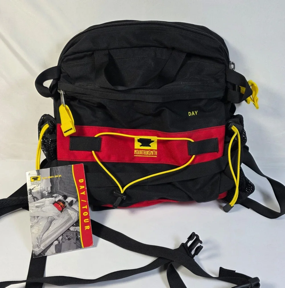 Vintage Mountainsmith Day 19L Lumbar Pack Black Red Yellow Hiking Waist Bag